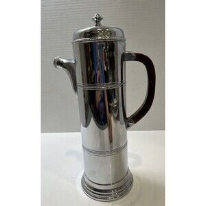 Art Deco Farber Bros Chrome Cocktail Shaker Bakelite Brown Handle Krome Kraft